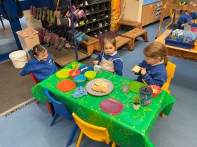 A busy day indoors at Nursery. 