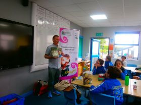 Creative Literacy Workshop in P7 with famous author Declan Carville (AmmA)